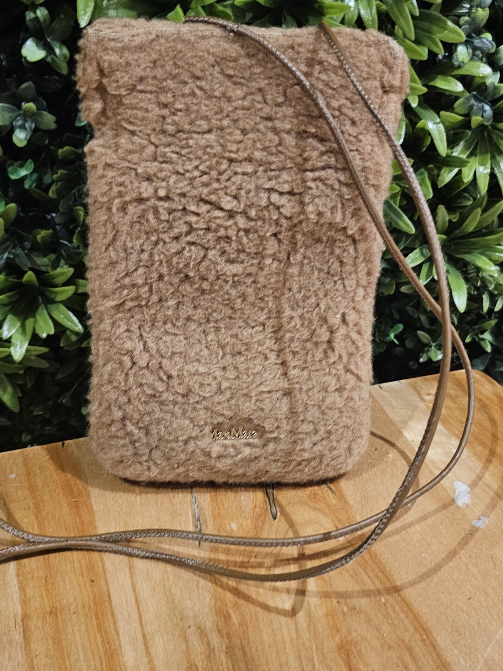 Plush Faux-Shearling Crossbody in Warm Brown
